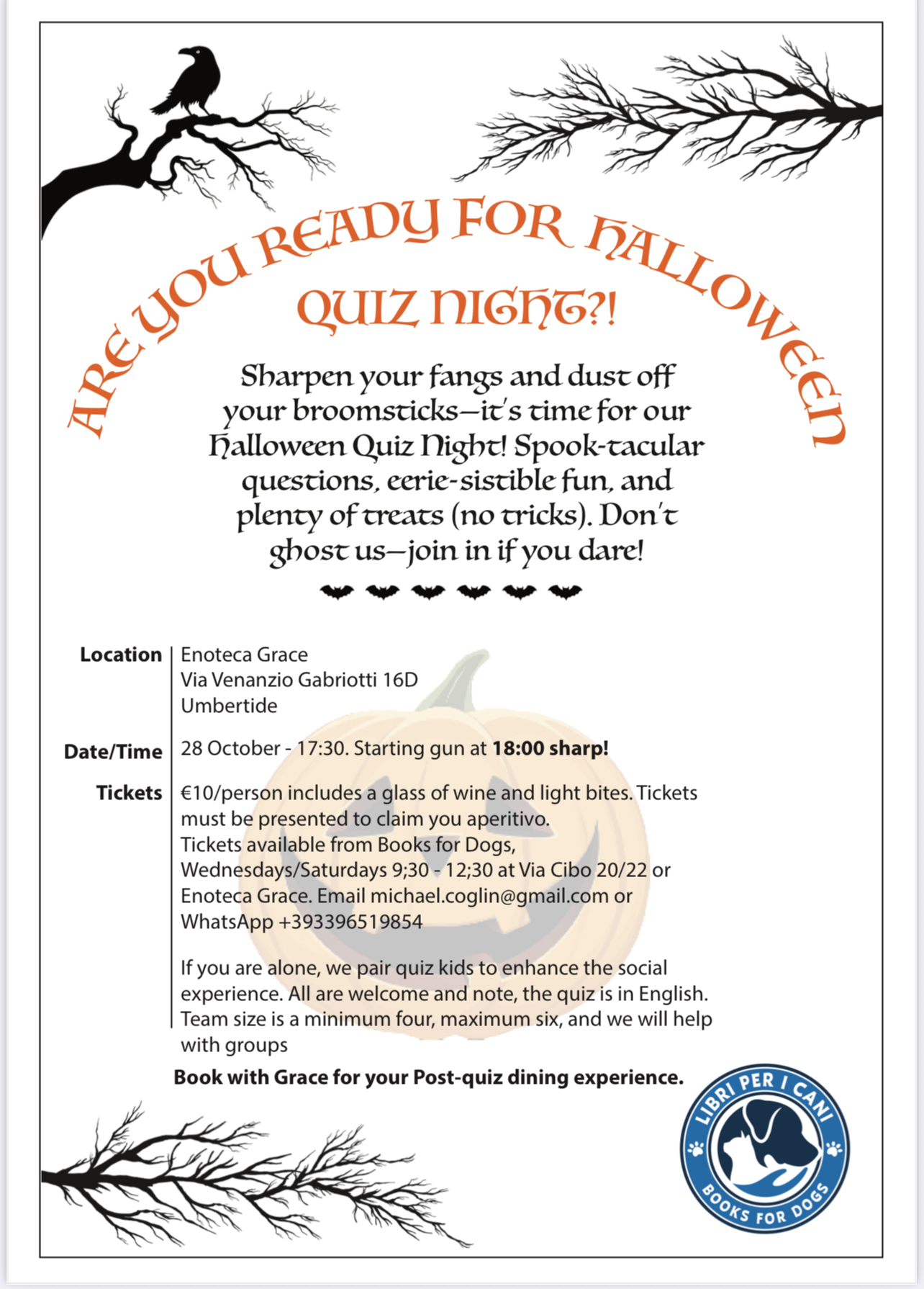 BFD Halloween Quiz, Tues Oct 28 – please be invited