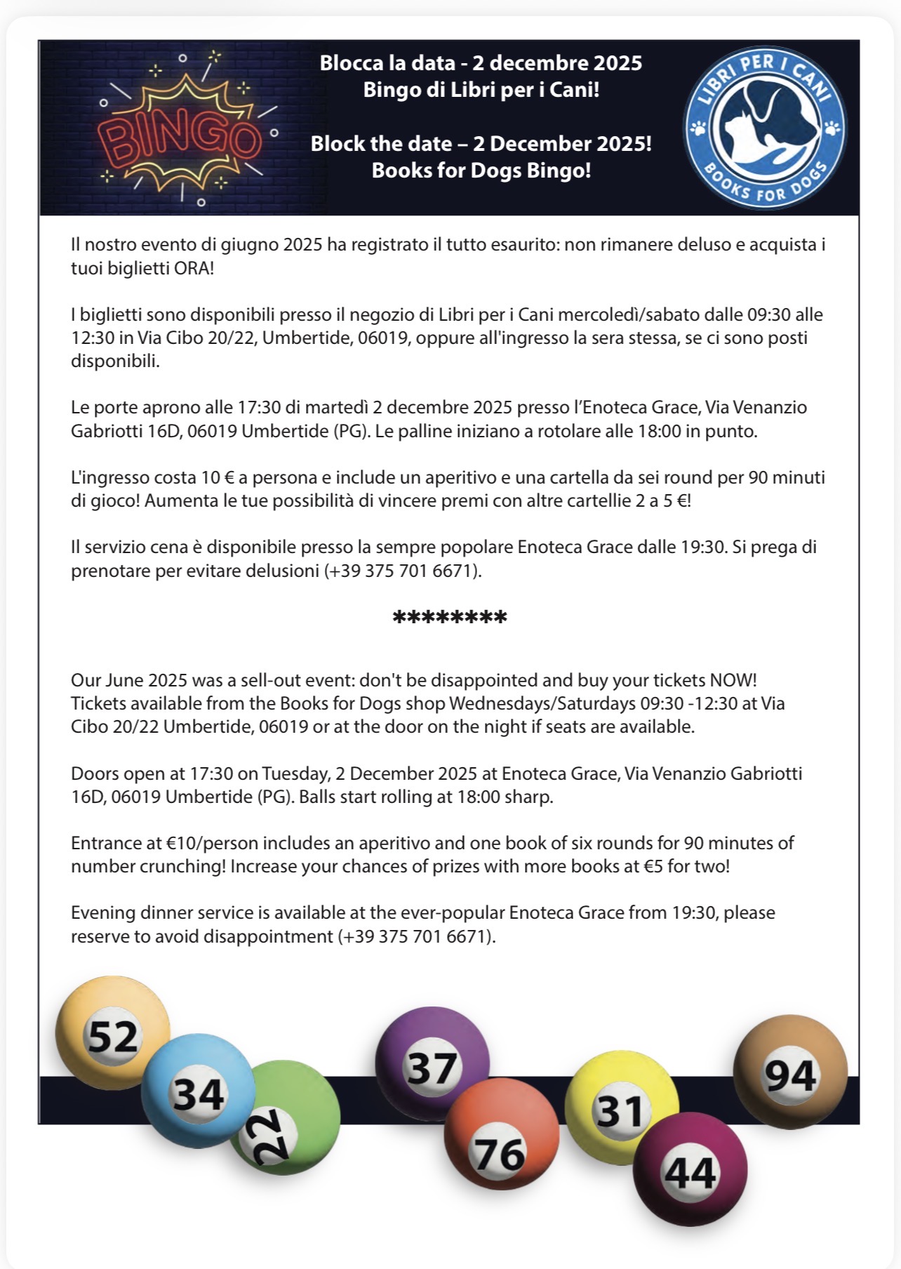 BFD Christmas BINGO event