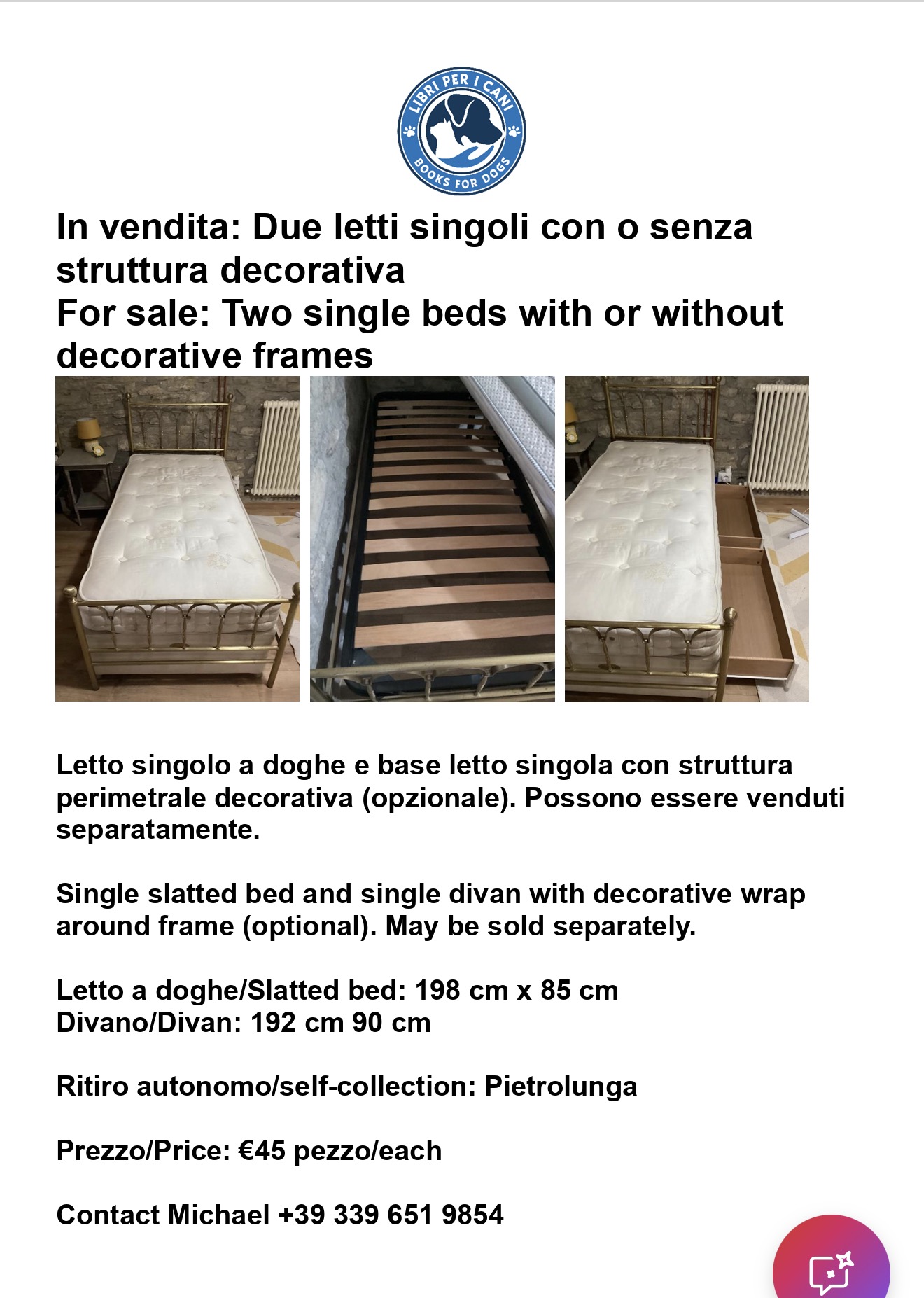 Bed for sale Sept 2026