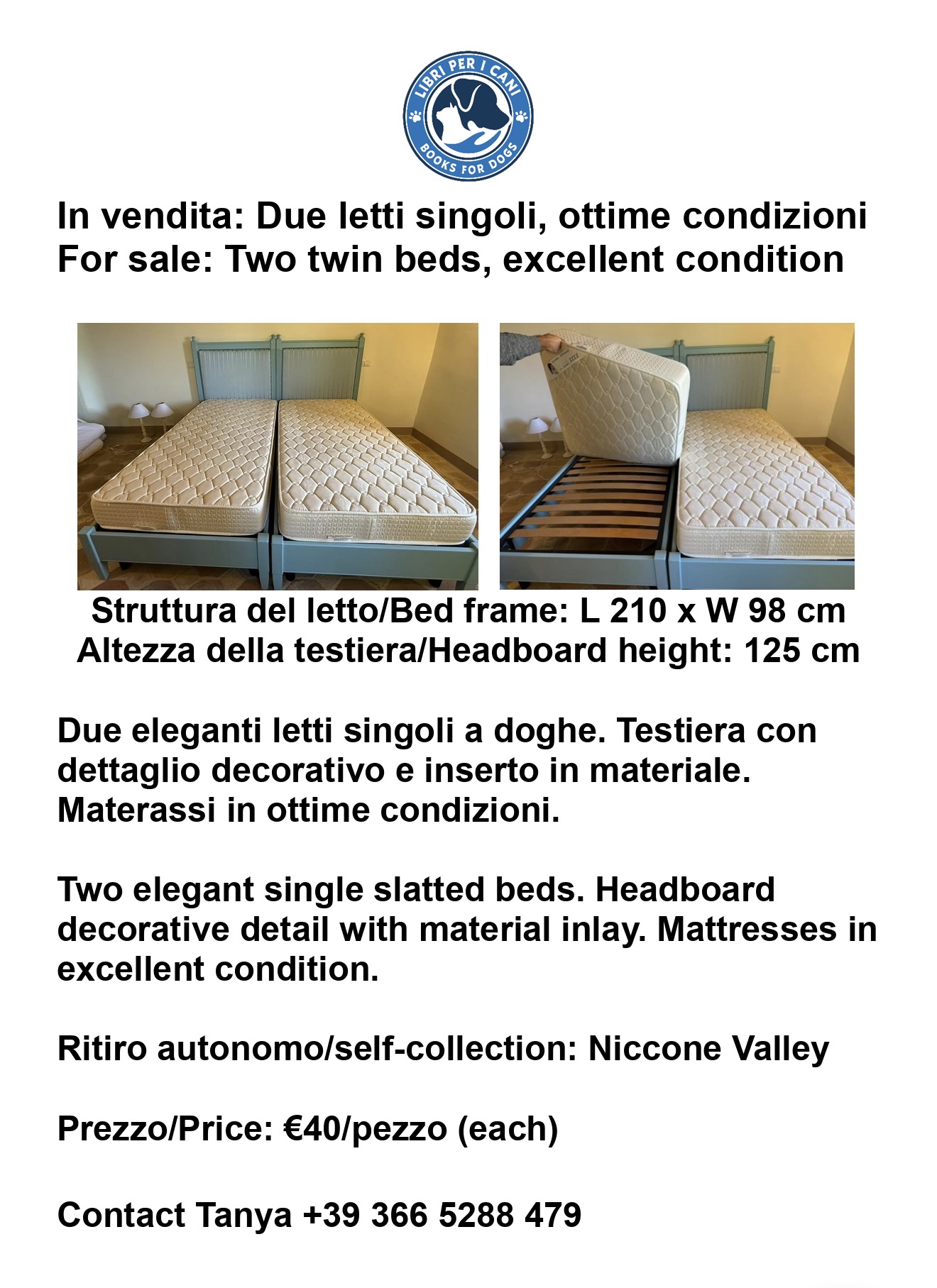 For sale – two “twin” beds in excellent condition